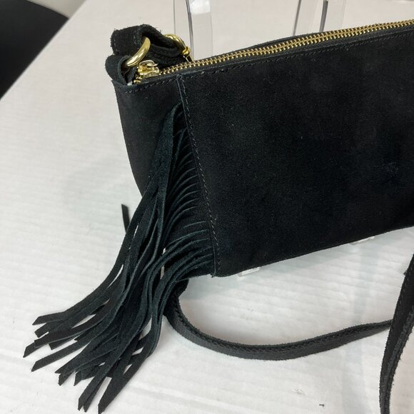 Women's Black Suede Fringed Steve Madden Crossbody Bag - Picture 3 of 7